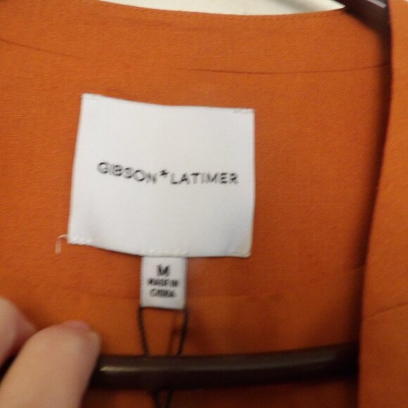 Nwt Gibson Latimer Burnt Orange Linen Blend Blazer Sz M - Picture 3 of 10